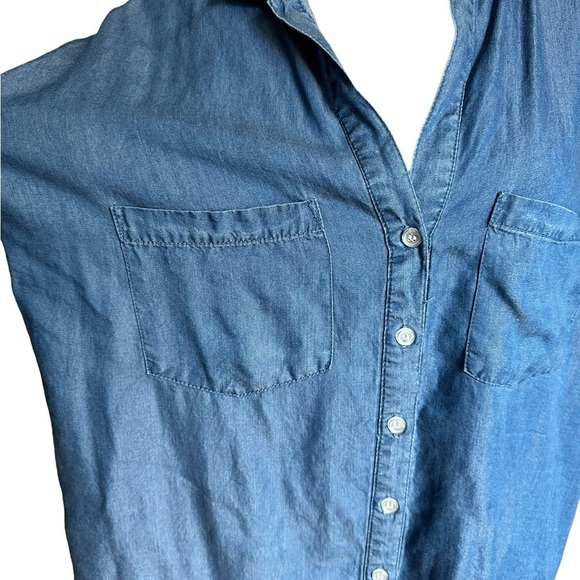 ALISON ANDREWS Short Sleeve Chambray Blouse Size Large - Picture 7 of 17
